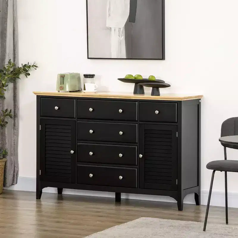 HOMCOM Buffet moderne avec tiroirs, meuble de rangement avec armoires, étagères réglables pour salon, cuisine
