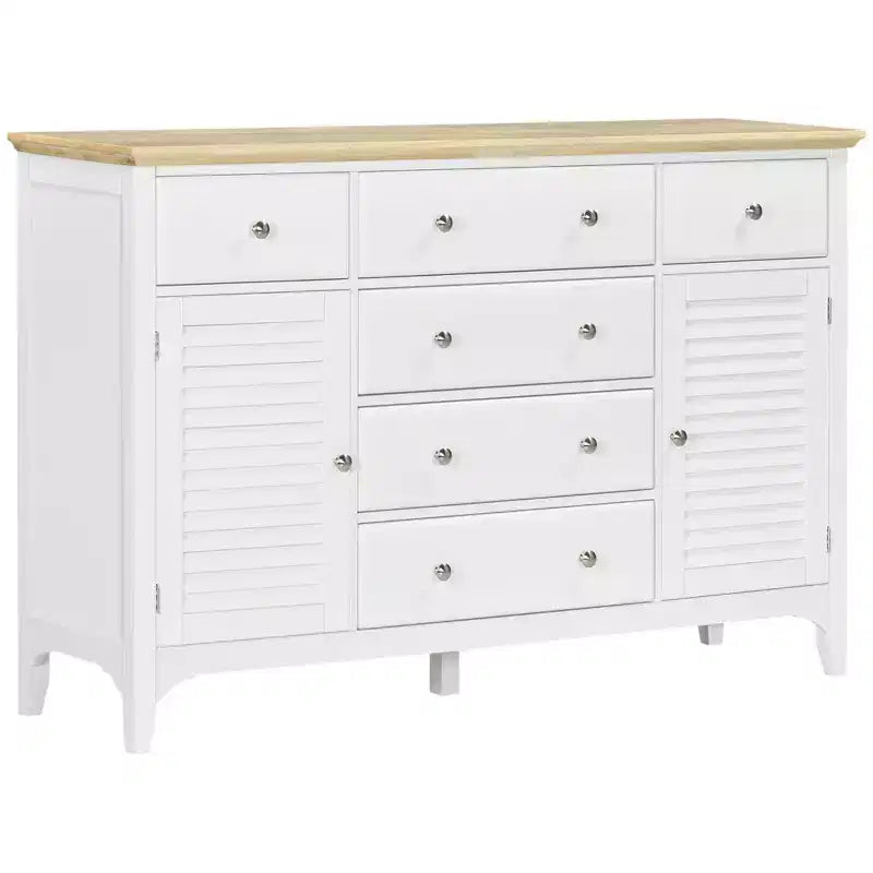 HOMCOM Buffet moderne avec tiroirs, meuble de rangement avec armoires, étagères réglables pour salon, cuisine