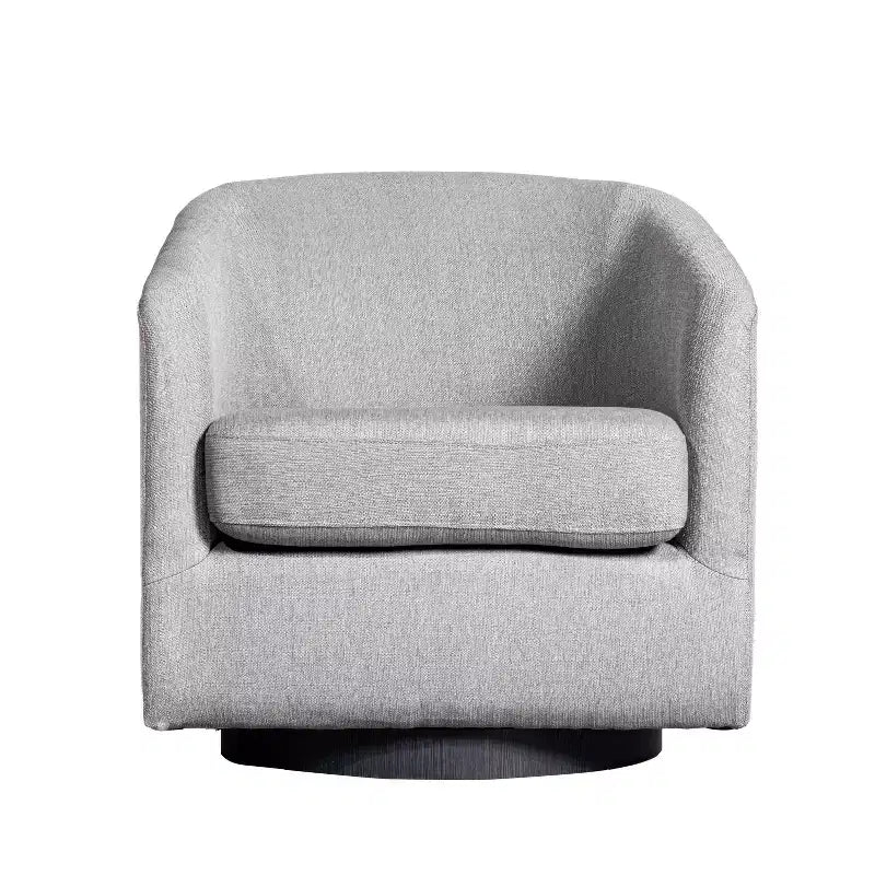 Fauteuil club capitonné Emma and Oliver de style tonneau avec base pivotante à 360 degrés revêtue de vinyle et accoudoirs inclinés