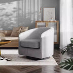 Fauteuil club capitonné Emma and Oliver de style tonneau avec base pivotante à 360 degrés revêtue de vinyle et accoudoirs inclinés