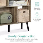Étagère à livres à 3 niveaux moderne du milieu du siècle Best Choice Products avec panneaux arrière amovibles et pieds décalés en pin
