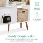 Étagère à livres à 3 niveaux moderne du milieu du siècle Best Choice Products avec panneaux arrière amovibles et pieds décalés en pin
