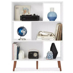 Best Choice Products 3-Tier Mid-Century Modern Wooden Bookcase w/ Removable Back Panels, Offset Pine Legs