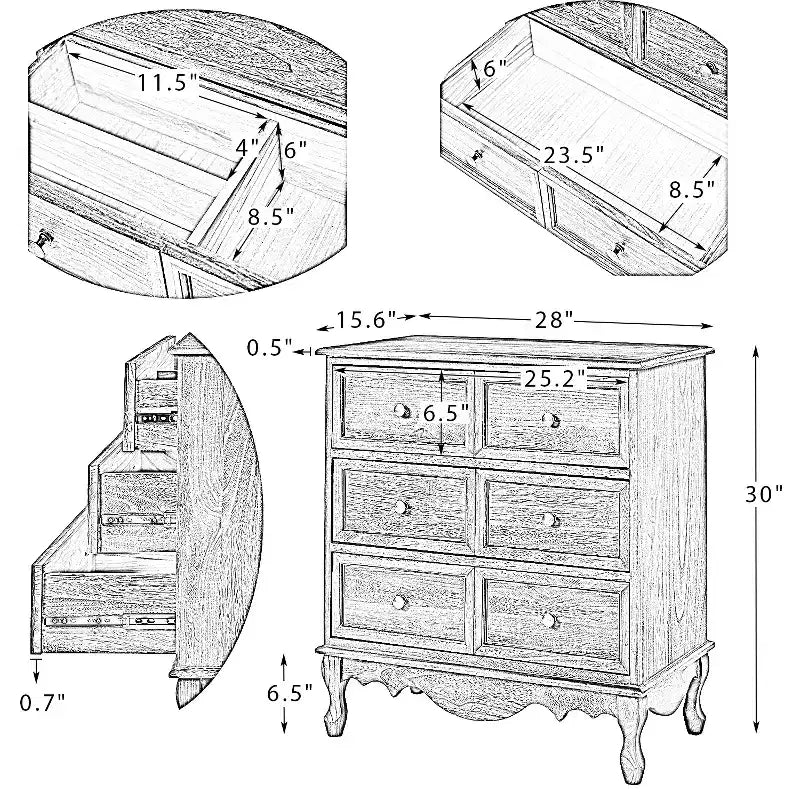 Ensemble de 2 commodes d'appoint traditionnelles Galatea de 81 cm en bois massif avec 3 tiroirs et station de charge | HULALA HOME