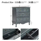 Ensemble de 2 commodes d'appoint traditionnelles Galatea de 81 cm en bois massif avec 3 tiroirs et station de charge | HULALA HOME
