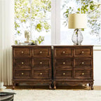 Ensemble de 2 commodes d'appoint traditionnelles Galatea de 81 cm en bois massif avec 3 tiroirs et station de charge | HULALA HOME