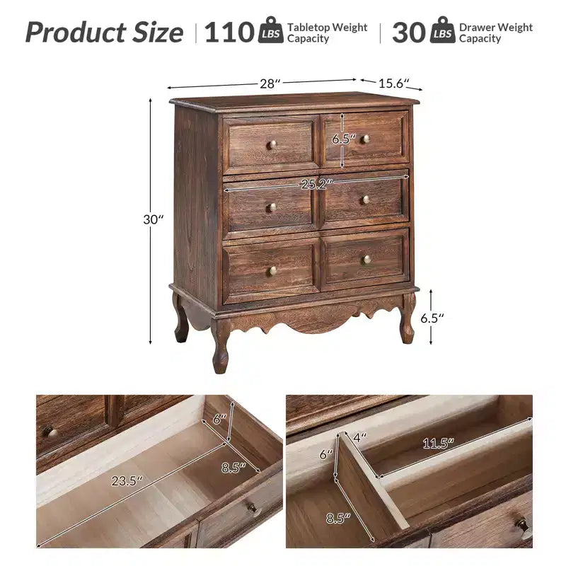 Ensemble de 2 commodes d'appoint traditionnelles Galatea de 81 cm en bois massif avec 3 tiroirs et station de charge | HULALA HOME