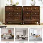 Ensemble de 2 commodes d'appoint traditionnelles Galatea de 81 cm en bois massif avec 3 tiroirs et station de charge | HULALA HOME