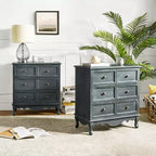 Ensemble de 2 commodes d'appoint traditionnelles Galatea de 81 cm en bois massif avec 3 tiroirs et station de charge | HULALA HOME