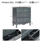 Ensemble de 2 commodes d'appoint traditionnelles Galatea de 81 cm en bois massif avec 3 tiroirs et station de charge | HULALA HOME