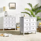 Ensemble de 2 commodes d'appoint traditionnelles Galatea de 81 cm en bois massif avec 3 tiroirs et station de charge | HULALA HOME