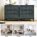 Ensemble de 2 commodes d'appoint traditionnelles Galatea de 81 cm en bois massif avec 3 tiroirs et station de charge | HULALA HOME