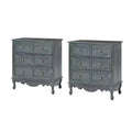 Set of 2 Galatea 32'' Traditional Solid Wood 3 - Drawer Accent Chest with Charging Station | HULALA HOME