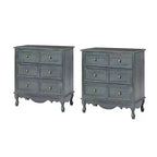 Set of 2 Galatea 32'' Traditional Solid Wood 3 - Drawer Accent Chest with Charging Station | HULALA HOME