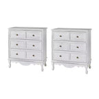 Ensemble de 2 commodes d'appoint traditionnelles Galatea de 81 cm en bois massif avec 3 tiroirs et station de charge | HULALA HOME