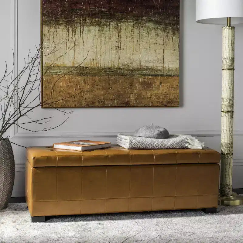 Grand pouf de rangement Manhattan - HUD4200 - Safavieh Couture