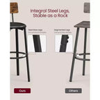 VASAGLE Tabourets de Bar, Lot de 2 Tabourets de Petit-Déjeuner Rembourrés en PU, Tabourets Hauts de 75,5 cm avec Dossier et Repose-Pieds, pour Salle à Manger, Comptoir de Cuisine, Bar