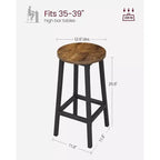 VASAGLE Lot de 2 tabourets de bar, chaises de bar, cadre en acier, 65 cm de haut, pour cuisine et salle à manger, montage facile, design industriel, marron rustique et noir
