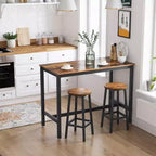 VASAGLE Lot de 2 tabourets de bar, chaises de bar, cadre en acier, 65 cm de haut, pour cuisine et salle à manger, montage facile, design industriel, marron rustique et noir