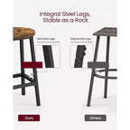 VASAGLE Lot de 2 tabourets de bar, chaises de bar, cadre en acier, 65 cm de haut, pour cuisine et salle à manger, montage facile, design industriel, marron rustique et noir