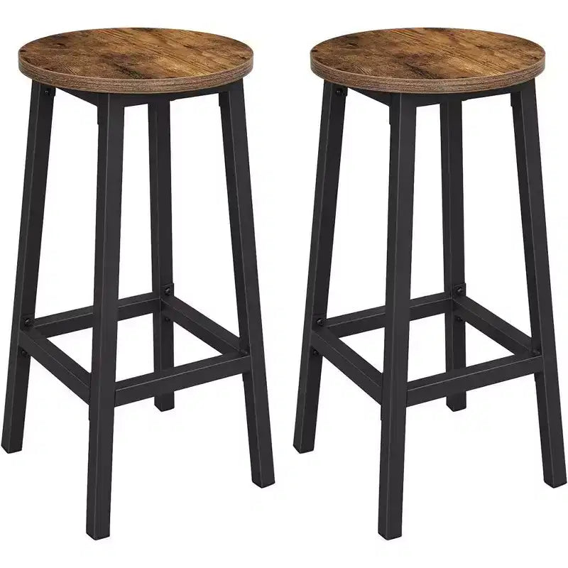 VASAGLE Lot de 2 tabourets de bar, chaises de bar, cadre en acier, 65 cm de haut, pour cuisine et salle à manger, montage facile, design industriel, marron rustique et noir