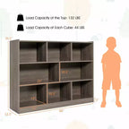 Bibliothèque ouverte Costway à 3 niveaux, étagère à 8 cubes, meuble de rangement et de présentation Chêne français Gris/Blanc/Jaune/Naturel/Bleu/Vert