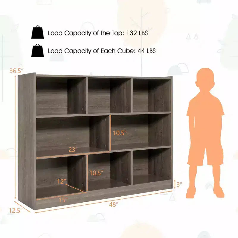 Bibliothèque ouverte Costway à 3 niveaux, étagère à 8 cubes, meuble de rangement et de présentation Chêne français Gris/Blanc/Jaune/Naturel/Bleu/Vert