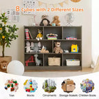 Bibliothèque ouverte Costway à 3 niveaux, étagère à 8 cubes, meuble de rangement et de présentation Chêne français Gris/Blanc/Jaune/Naturel/Bleu/Vert