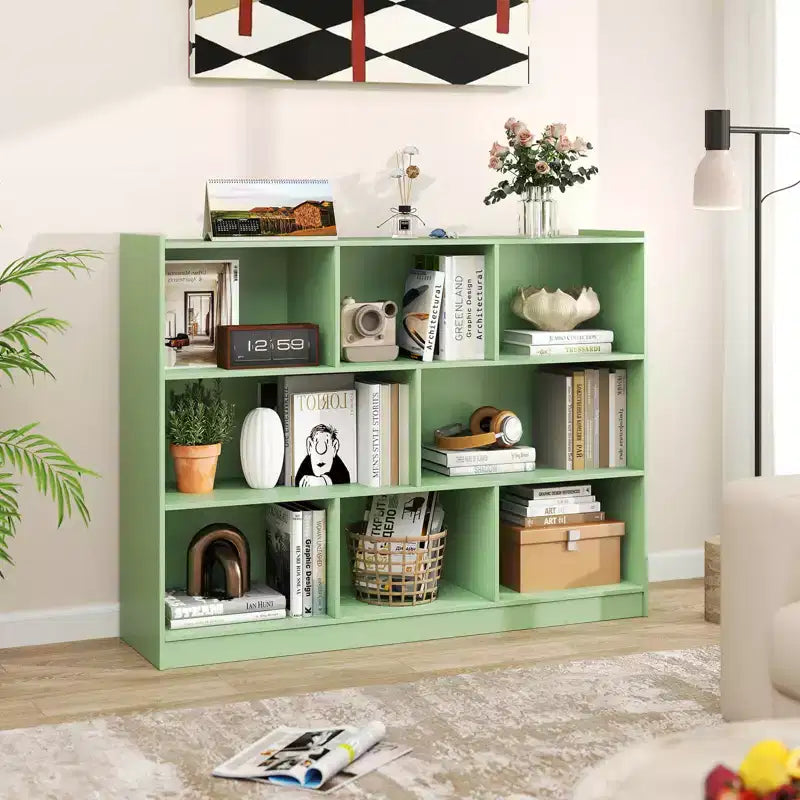 Bibliothèque ouverte Costway à 3 niveaux, étagère à 8 cubes, meuble de rangement et de présentation Chêne français Gris/Blanc/Jaune/Naturel/Bleu/Vert