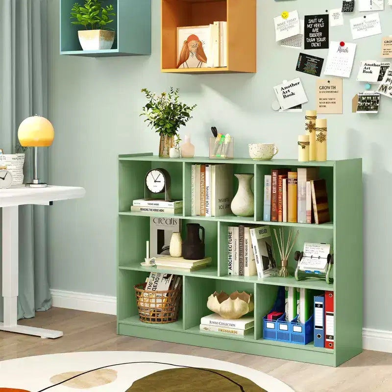 Bibliothèque ouverte Costway à 3 niveaux, étagère à 8 cubes, meuble de rangement et de présentation Chêne français Gris/Blanc/Jaune/Naturel/Bleu/Vert