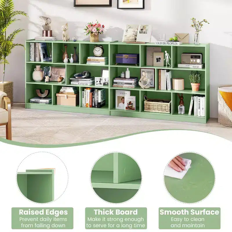 Bibliothèque ouverte Costway à 3 niveaux, étagère à 8 cubes, meuble de rangement et de présentation Chêne français Gris/Blanc/Jaune/Naturel/Bleu/Vert