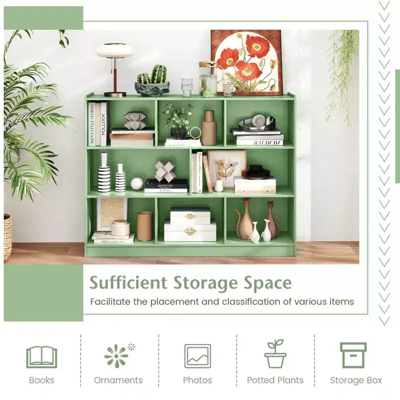 Bibliothèque ouverte Costway à 3 niveaux, étagère à 8 cubes, meuble de rangement et de présentation Chêne français Gris/Blanc/Jaune/Naturel/Bleu/Vert