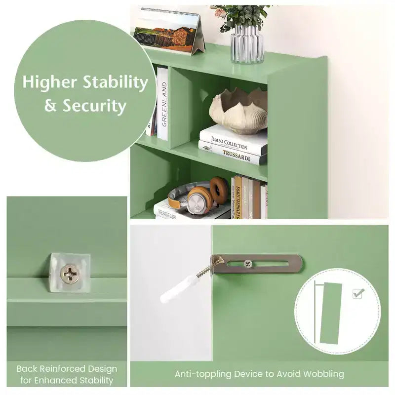 Bibliothèque ouverte Costway à 3 niveaux, étagère à 8 cubes, meuble de rangement et de présentation Chêne français Gris/Blanc/Jaune/Naturel/Bleu/Vert