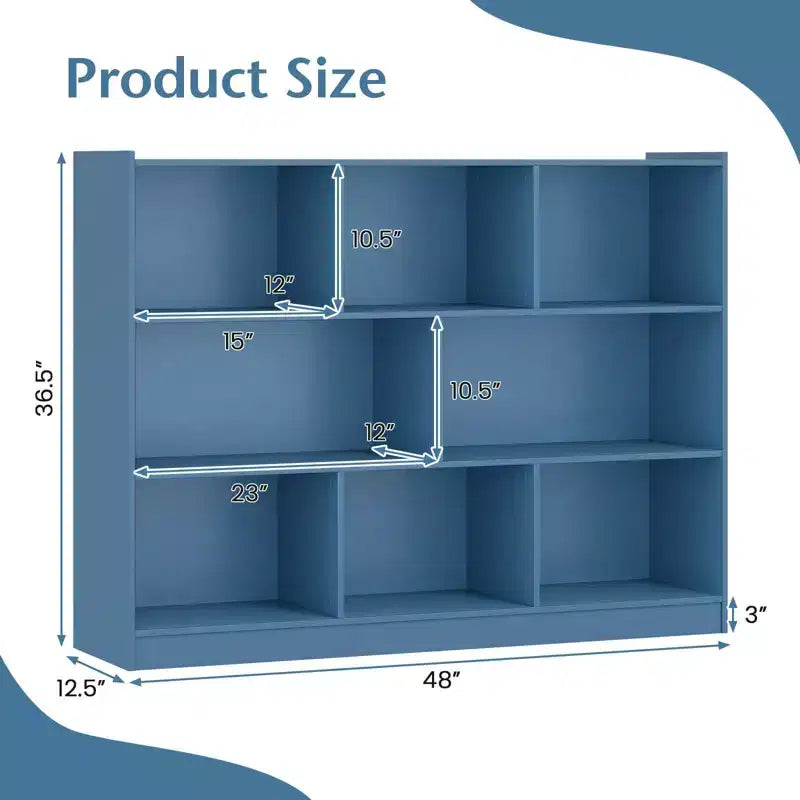 Bibliothèque ouverte Costway à 3 niveaux, étagère à 8 cubes, meuble de rangement et de présentation Chêne français Gris/Blanc/Jaune/Naturel/Bleu/Vert