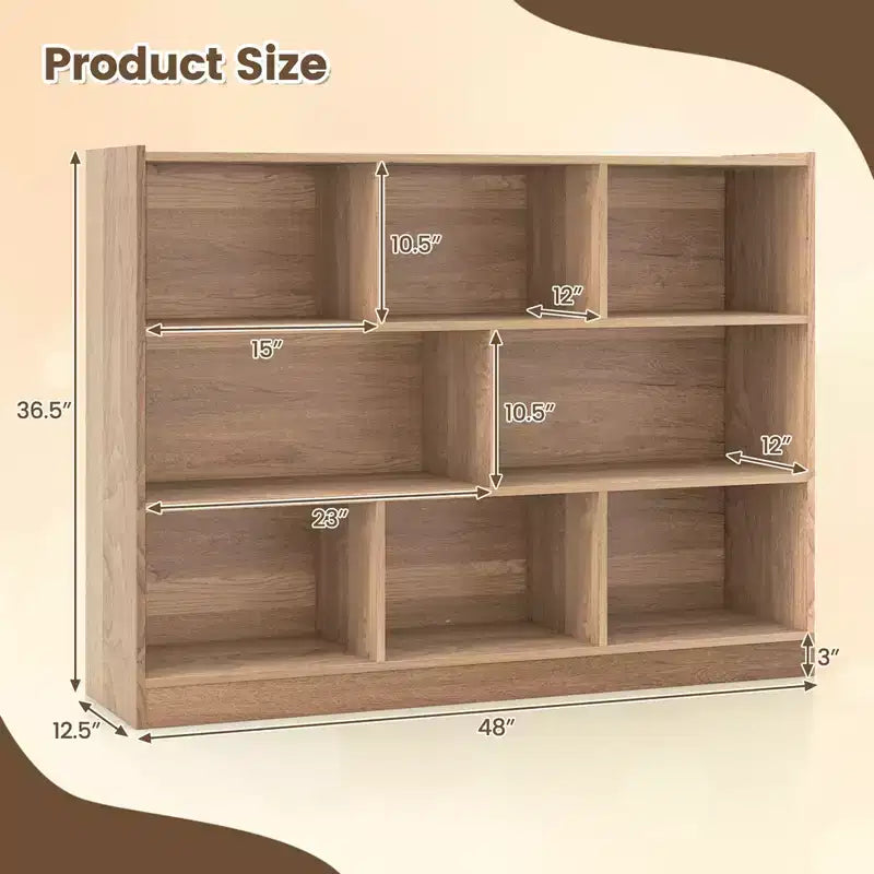 Bibliothèque ouverte Costway à 3 niveaux, étagère à 8 cubes, meuble de rangement et de présentation Chêne français Gris/Blanc/Jaune/Naturel/Bleu/Vert
