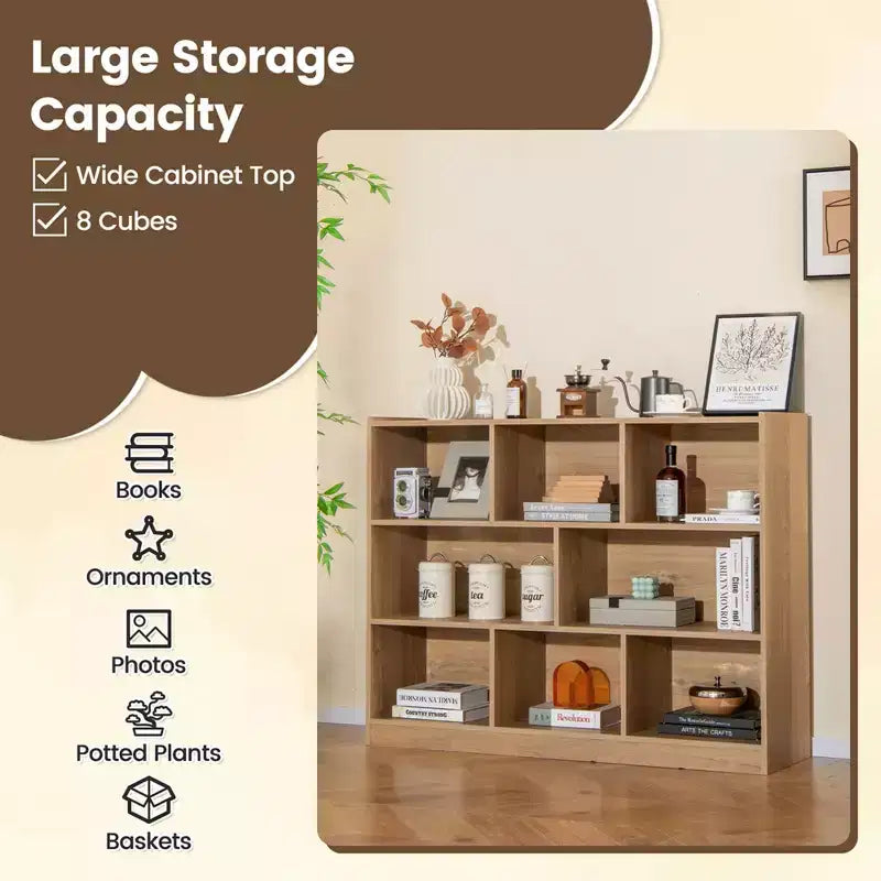 Bibliothèque ouverte Costway à 3 niveaux, étagère à 8 cubes, meuble de rangement et de présentation Chêne français Gris/Blanc/Jaune/Naturel/Bleu/Vert