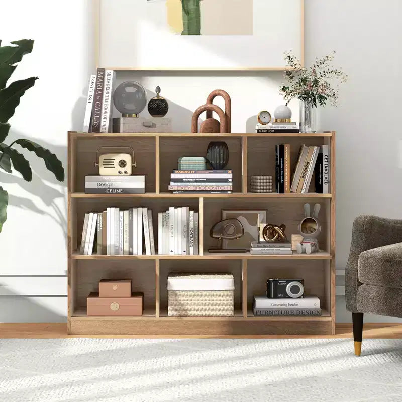 Bibliothèque ouverte Costway à 3 niveaux, étagère à 8 cubes, meuble de rangement et de présentation Chêne français Gris/Blanc/Jaune/Naturel/Bleu/Vert