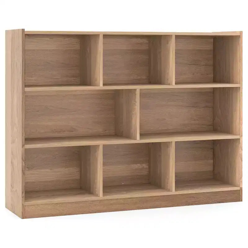 Bibliothèque ouverte Costway à 3 niveaux, étagère à 8 cubes, meuble de rangement et de présentation Chêne français Gris/Blanc/Jaune/Naturel/Bleu/Vert