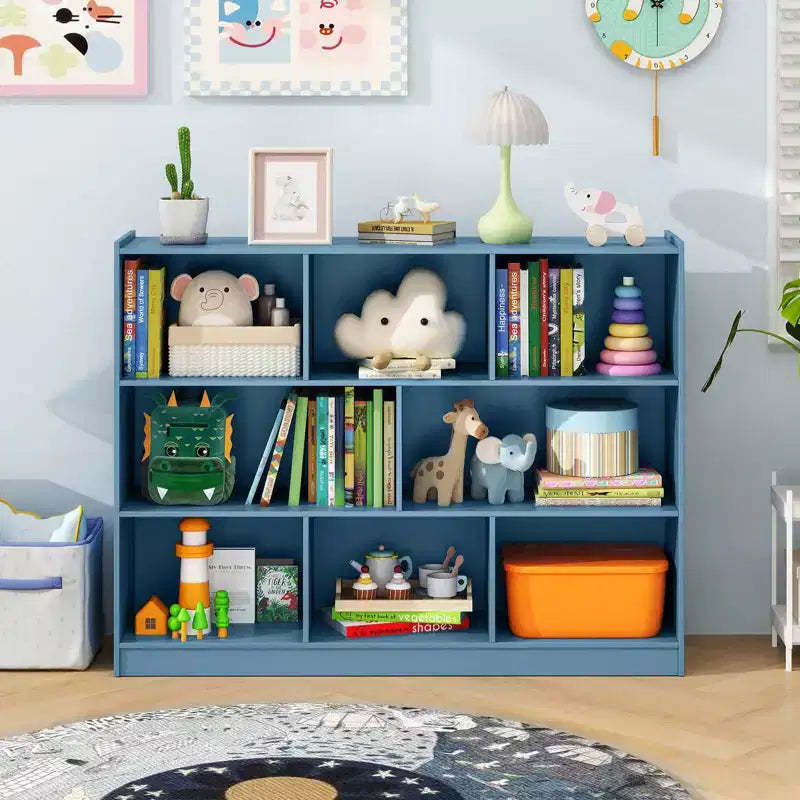 Bibliothèque ouverte Costway à 3 niveaux, étagère à 8 cubes, meuble de rangement et de présentation Chêne français Gris/Blanc/Jaune/Naturel/Bleu/Vert