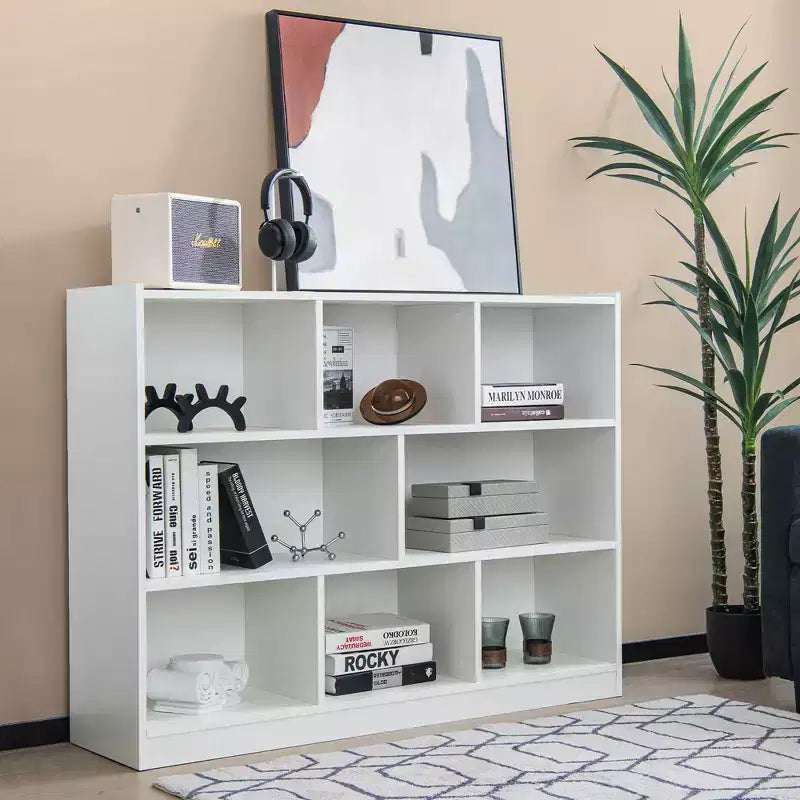 Bibliothèque ouverte Costway à 3 niveaux, étagère à 8 cubes, meuble de rangement et de présentation Chêne français Gris/Blanc/Jaune/Naturel/Bleu/Vert