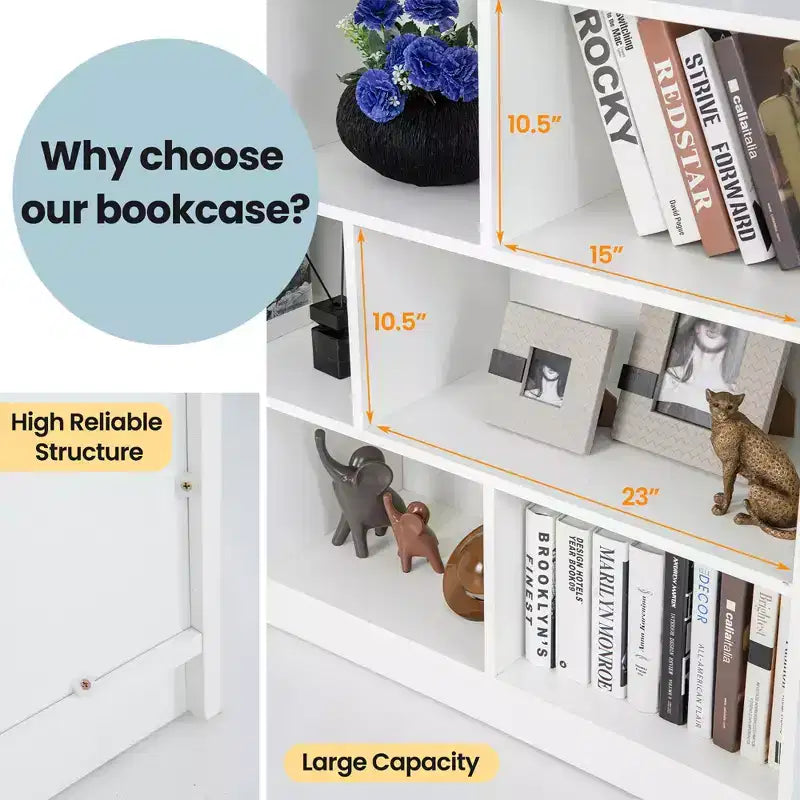 Bibliothèque ouverte Costway à 3 niveaux, étagère à 8 cubes, meuble de rangement et de présentation Chêne français Gris/Blanc/Jaune/Naturel/Bleu/Vert