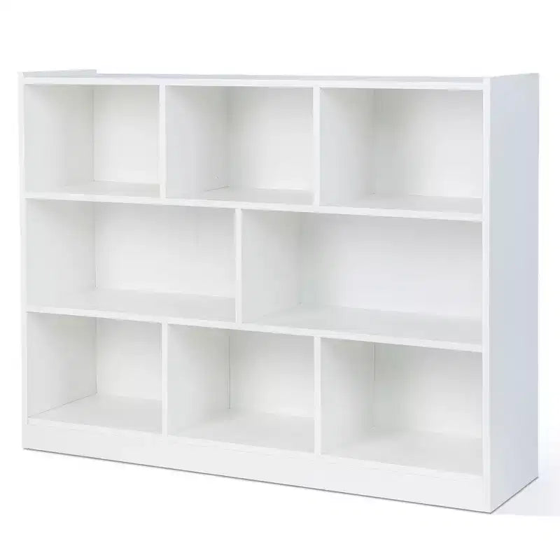 Bibliothèque ouverte Costway à 3 niveaux, étagère à 8 cubes, meuble de rangement et de présentation Chêne français Gris/Blanc/Jaune/Naturel/Bleu/Vert