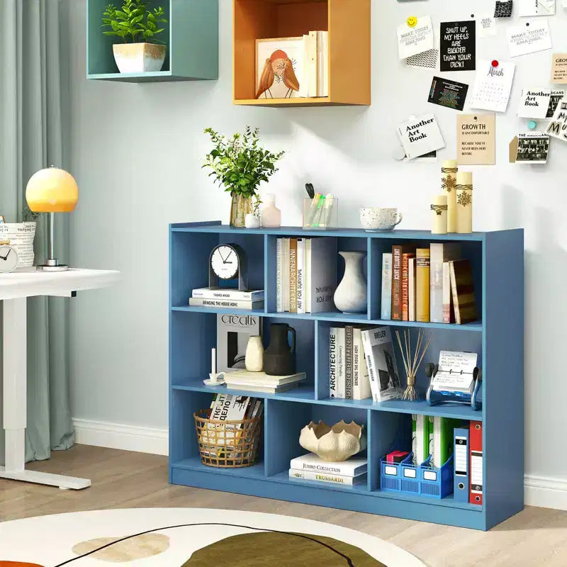 Bibliothèque ouverte Costway à 3 niveaux, étagère à 8 cubes, meuble de rangement et de présentation Chêne français Gris/Blanc/Jaune/Naturel/Bleu/Vert