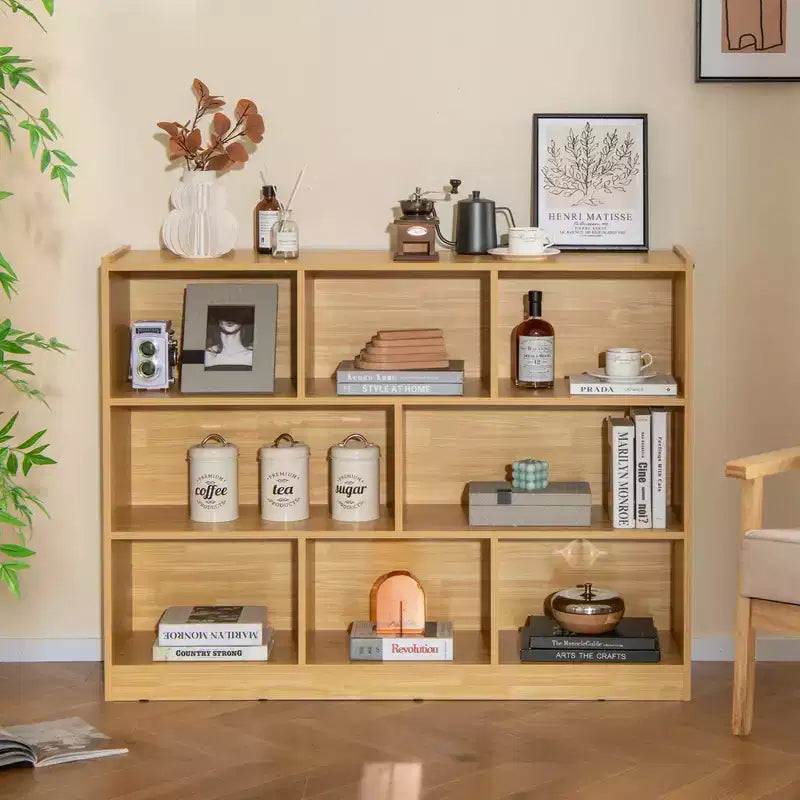 Bibliothèque ouverte Costway à 3 niveaux, étagère à 8 cubes, meuble de rangement et de présentation Chêne français Gris/Blanc/Jaune/Naturel/Bleu/Vert