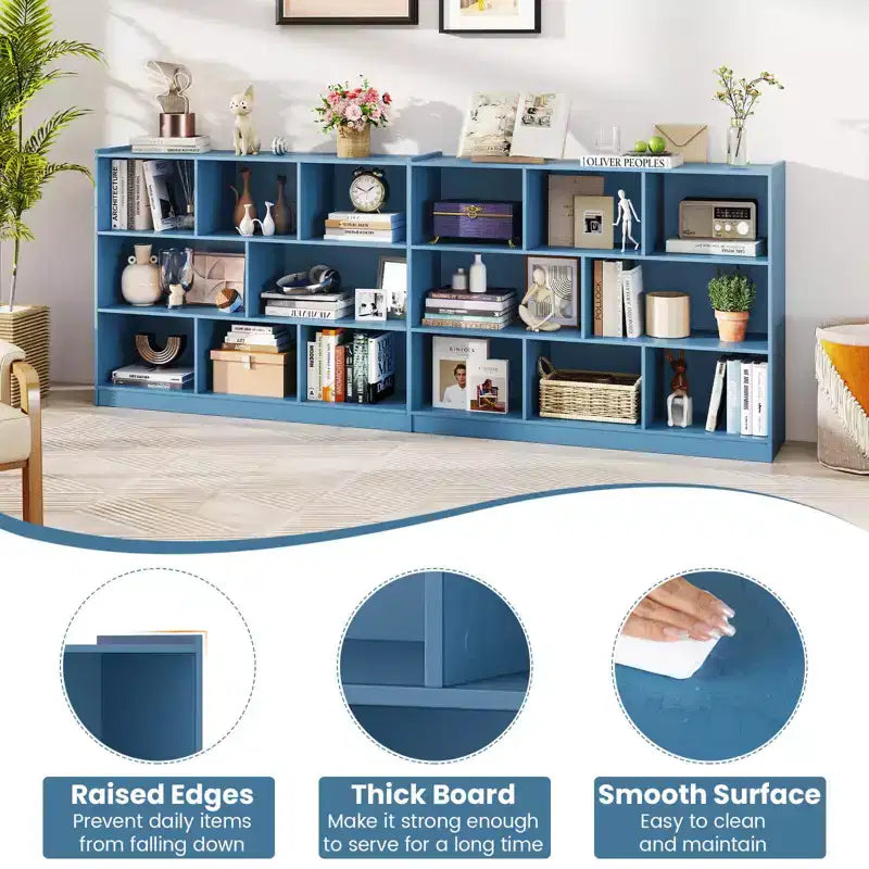 Bibliothèque ouverte Costway à 3 niveaux, étagère à 8 cubes, meuble de rangement et de présentation Chêne français Gris/Blanc/Jaune/Naturel/Bleu/Vert
