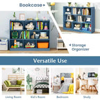 Bibliothèque ouverte Costway à 3 niveaux, étagère à 8 cubes, meuble de rangement et de présentation Chêne français Gris/Blanc/Jaune/Naturel/Bleu/Vert