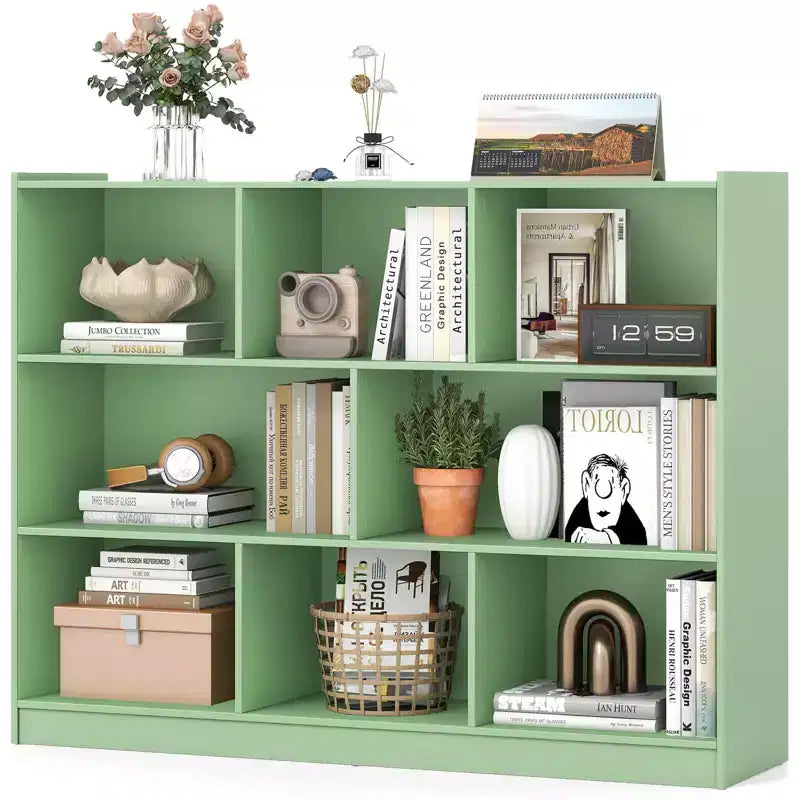 Bibliothèque ouverte Costway à 3 niveaux, étagère à 8 cubes, meuble de rangement et de présentation Chêne français Gris/Blanc/Jaune/Naturel/Bleu/Vert