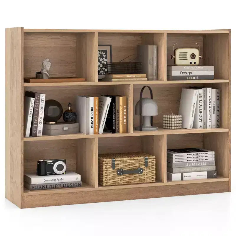 Bibliothèque ouverte Costway à 3 niveaux, étagère à 8 cubes, meuble de rangement et de présentation Chêne français Gris/Blanc/Jaune/Naturel/Bleu/Vert