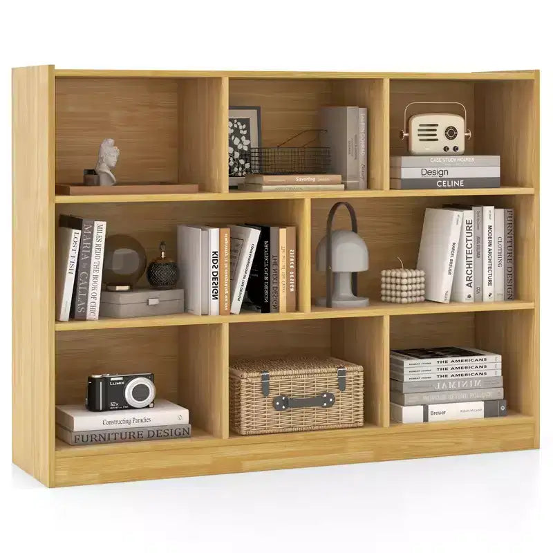 Bibliothèque ouverte Costway à 3 niveaux, étagère à 8 cubes, meuble de rangement et de présentation Chêne français Gris/Blanc/Jaune/Naturel/Bleu/Vert