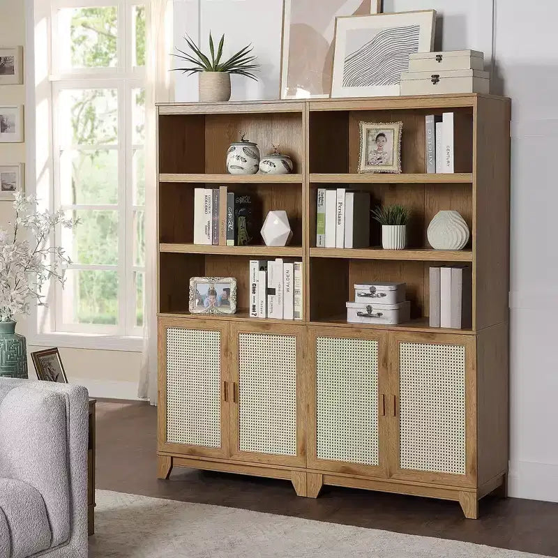 Lot de 2 bibliothèques en canne à 7 étagères Sheridan Modern - Manhattan Comfort
